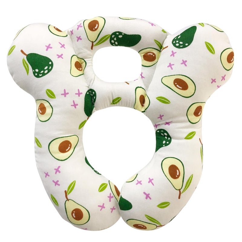 REFLYAWAY Baby Travel Pillow, Infant Kid's Cushion Soft and Skin Friendly for Car Seat, Pushchair and Stroller (White Avocado) - Image 1